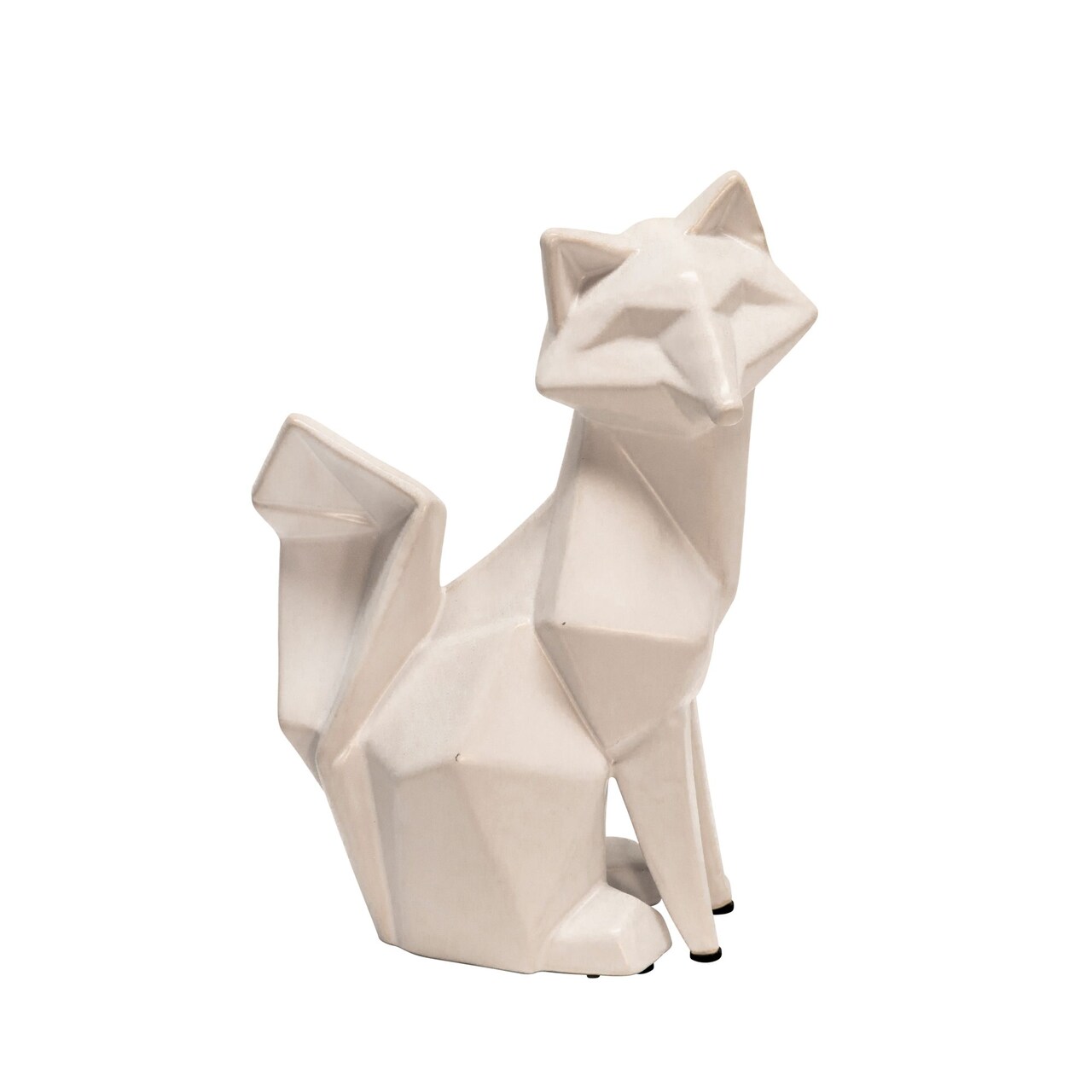 Kingston Living 9.75" White Ceramic Sitting Fox Tabletop Figurine